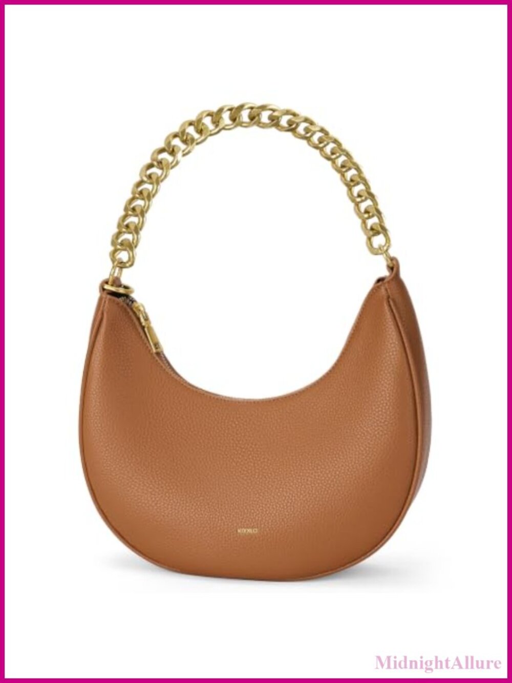 Crescent Shoulder Bag Vegan Leather Chain Strap Anti-Theft Lock Small Purse